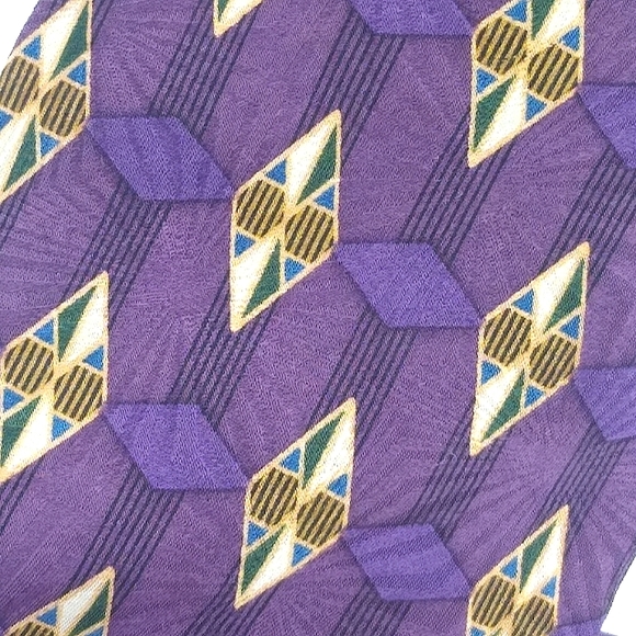 Barrington 100% Silk Purple Jacquard Geometric Foulard Necktie Men's Tie - Picture 5 of 12